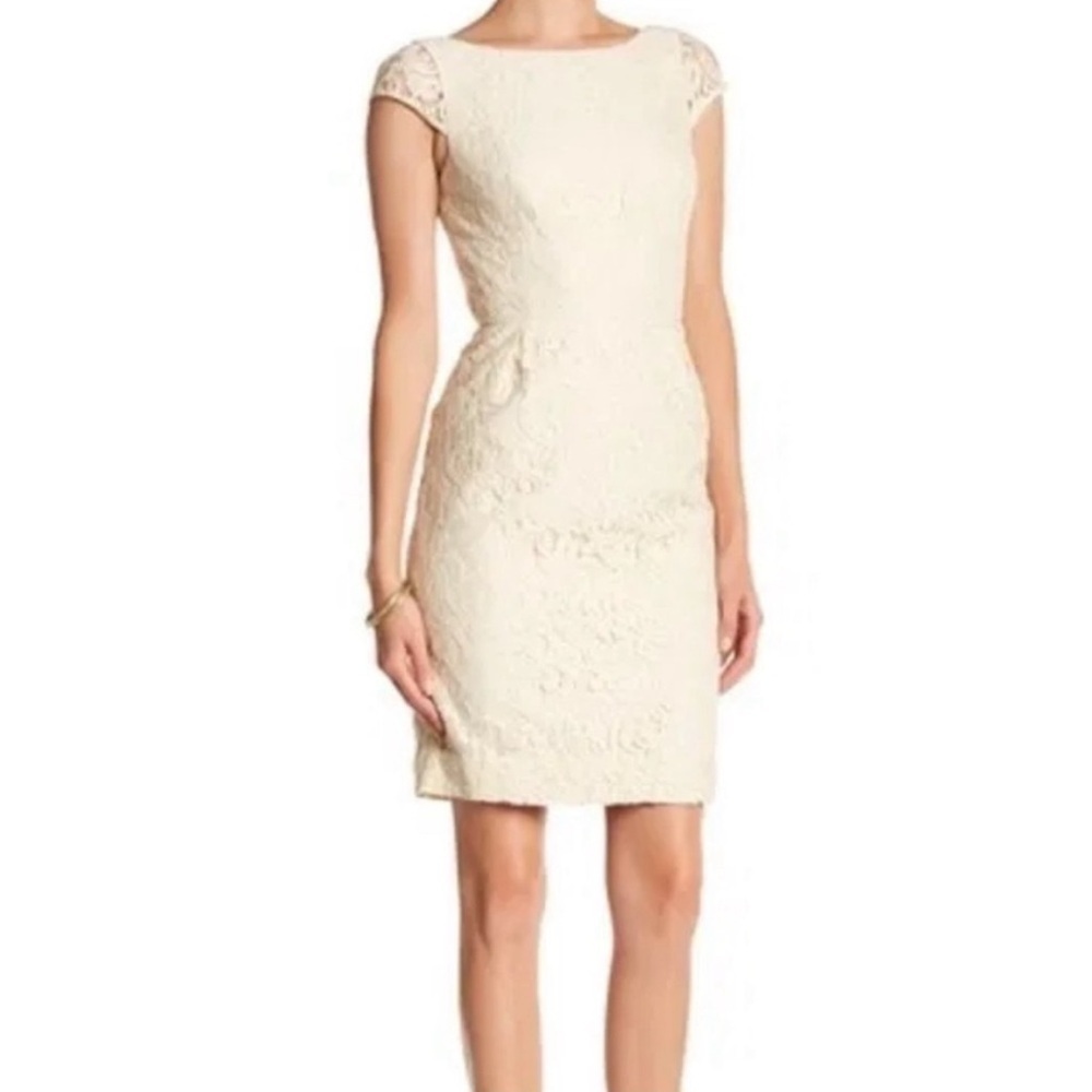 J Crew Ivory Elsa Lace Short Sleeve Sheath Dress Size 8P